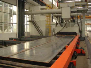 Automatic Steel Plate Pre-treatment Line/ Steel Sheet Surface Shot Blasting Machine with Painting Drying System