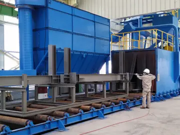 Automatic steel structure pass through shot blasting machine for casting factory